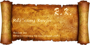 Récsey Kevin névjegykártya